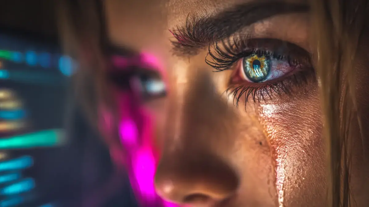 Young woman testing ai girlfriend simulator app on her smartphone