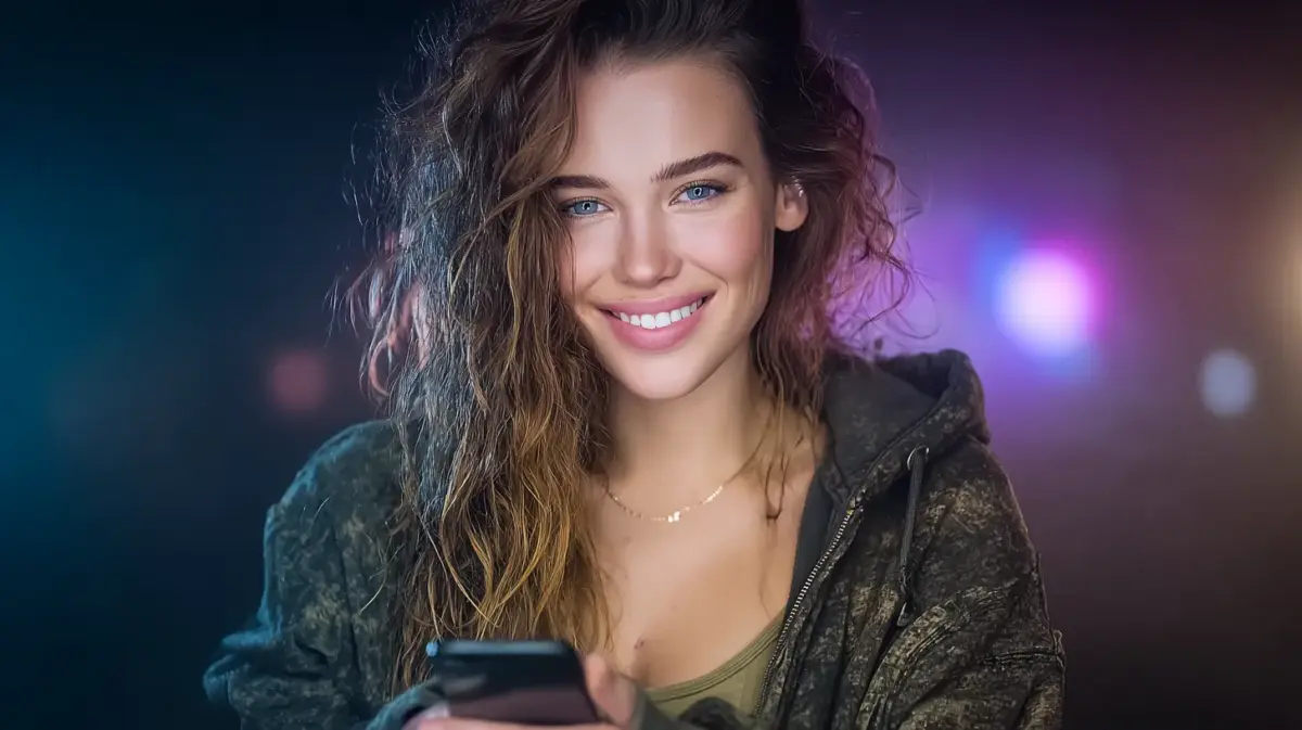 Young woman testing best ai chat reddit app on her smartphone